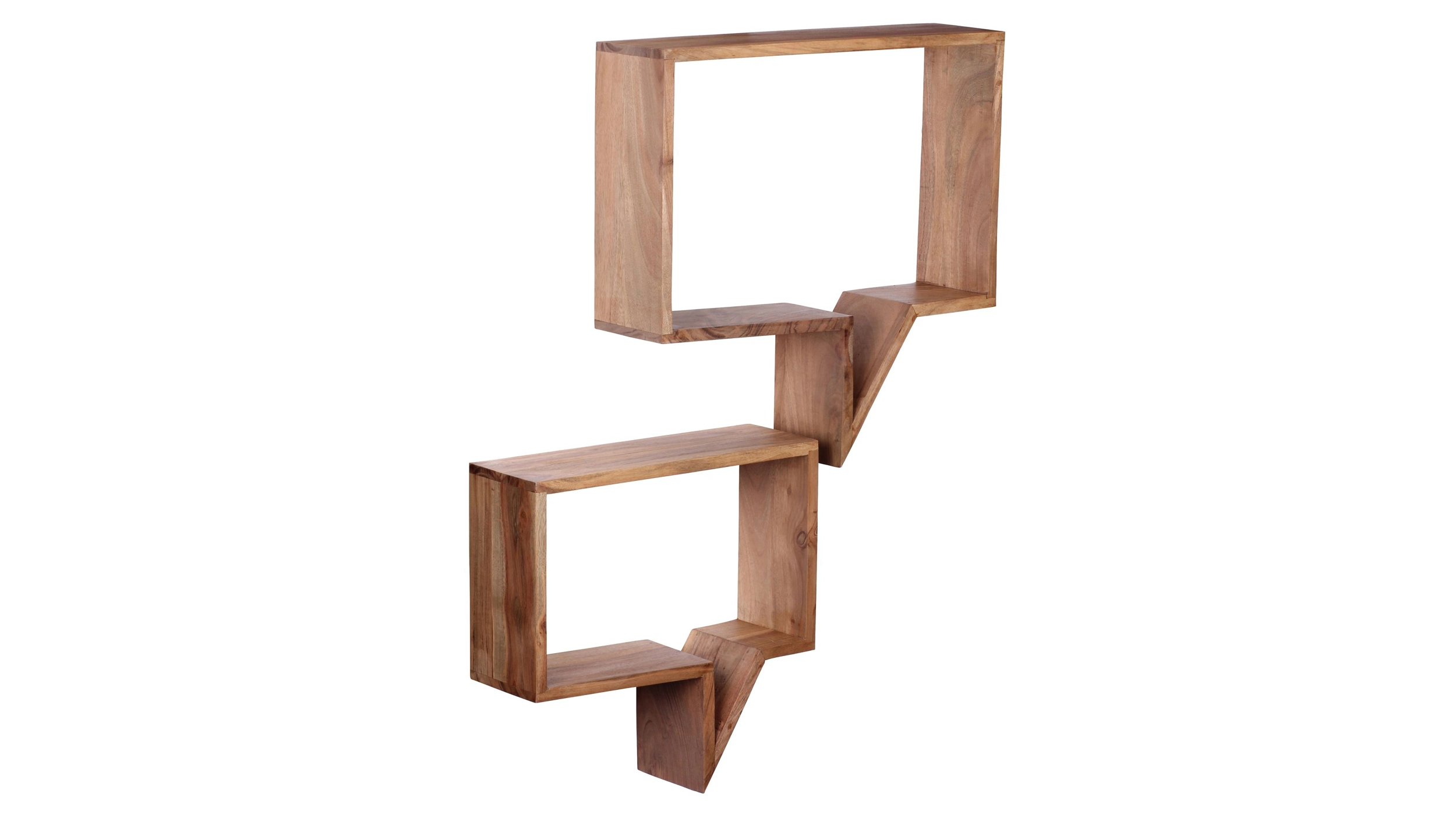 Wandregal 2er-Set Akazie lackiert massiv 50 cm - MERVI