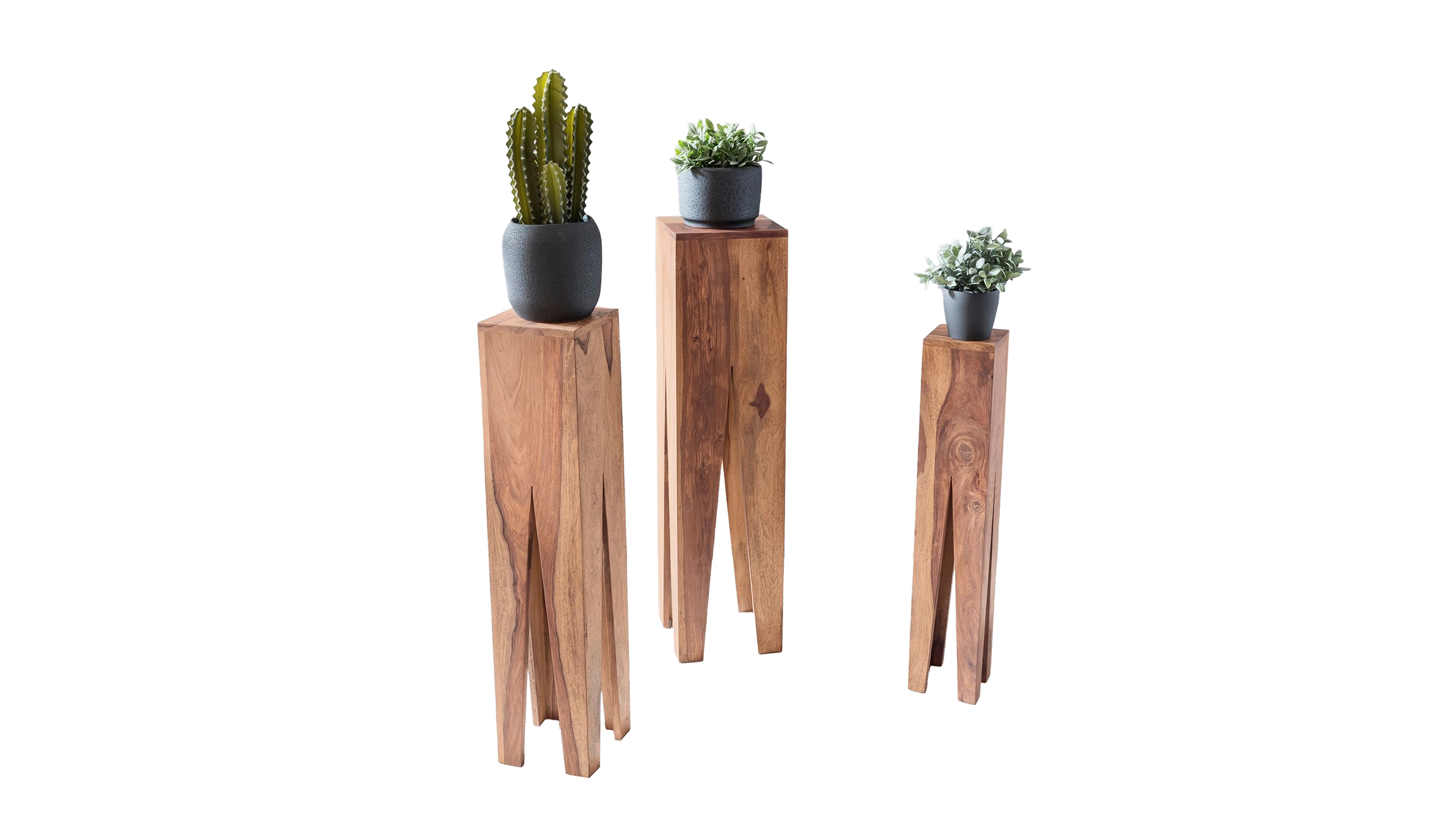 Beistelltisch 3er-Set Akazie massiv lackiert - 25 x 25 cm - SOFIE