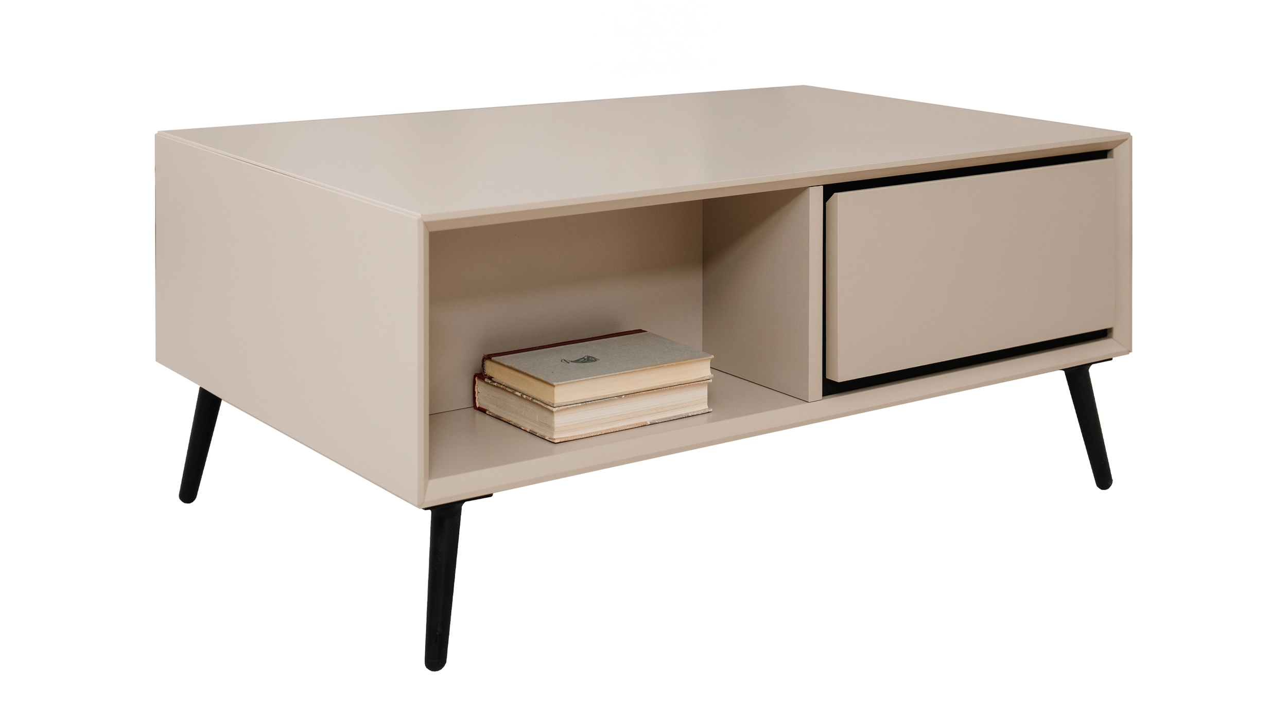 Couchtisch mit 2 Schubladen beige schwarz 94 x 55 cm - ARONA