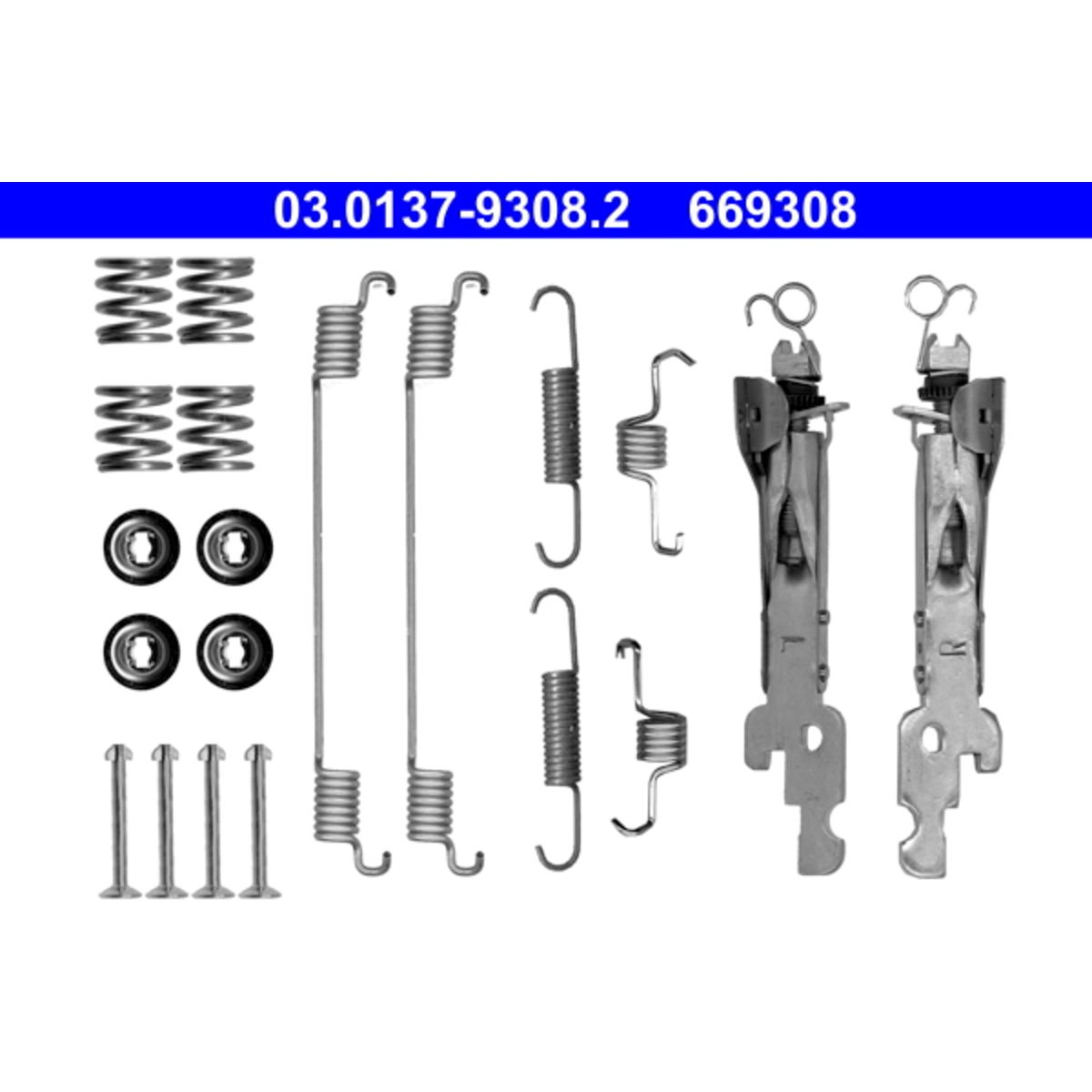 ATE Zubehörsatz, Bremsbacken 03.0137-9308.2  SMART,FORTWO Coupe (451),CITY-COUPE (450),FORTWO Cabrio (451),CABRIO (450),FORTWO Coupe (450)