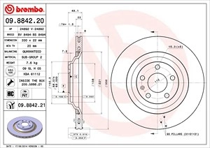 BREMBO Bremsscheibe 09.8842.21 Bremsscheiben,Scheibenbremsen AUDI,A6 Avant (4F5, C6),A6 Limousine (4F2, C6)