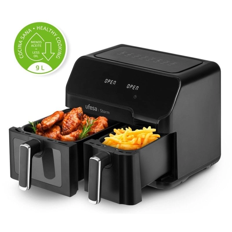 Ufesa Storm Heißluftfritteuse, Doppeleimer, 5,5 l + 3,5 l, 2700 W