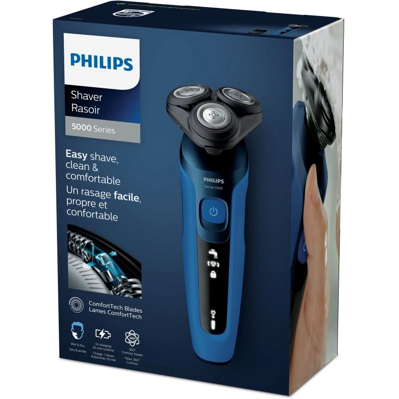 Philips SHAVER Series 5000 S5466/17 Herrenrasierapparat Rotationstrasierer Trimmer Schwarz, Blau