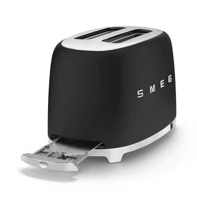 Smeg TSF01BLMEU Toaster mit 2 Schlitzen, 950 W, Mattschwarz