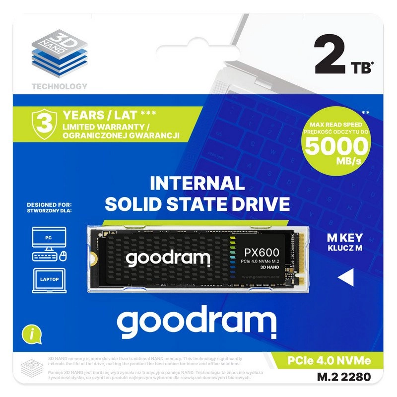 GoodRam PX600 2 TB SSD M.2 3D NAND NVMe PCIe 4.0