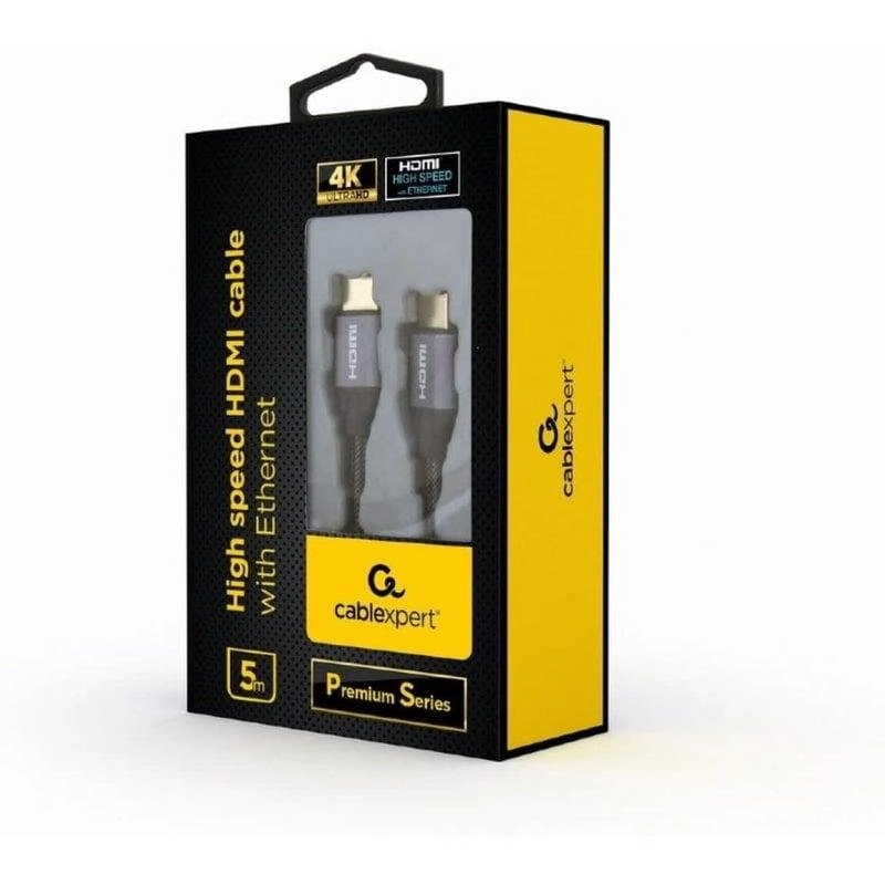 HDMI Kabel Gembird CCBP-HDMI-5M 5m 4K UHD 2.0 Nylon Grau Goldkontakte