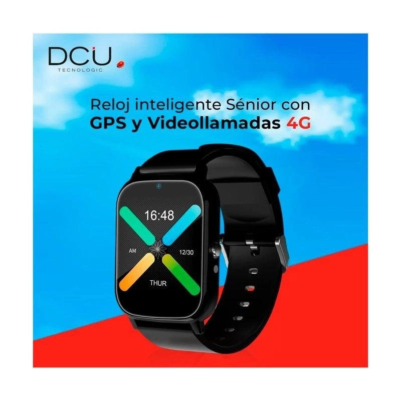 DCU Tecnologic Smartwatch Senior GPS 4G 47,8mm IPS Schwarz IPX6 SpO2 Herzfrequenz SOS