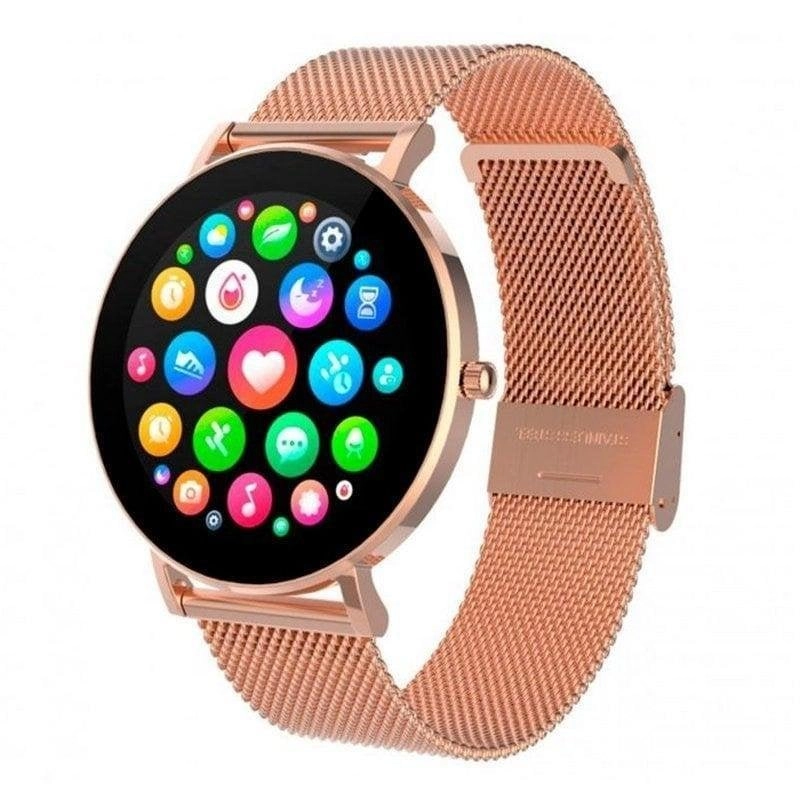 DCU Boulevard Bluetooth 43mm AMOLED Roségold IP68 SpO2 Herzfrequenz Schlafüberwachung