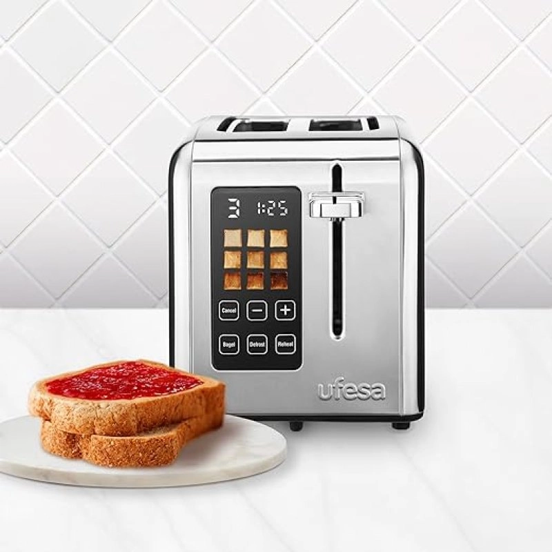 Ufesa 71305557 Toaster, 2 kurze Scheiben, 950 W, Edelstahl