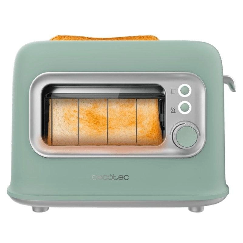 Toaster Cecotec RetroVision Green 700W 2 breite Schlitze Sichtfenster Retro-Design