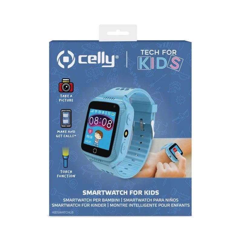 Celly Kidswatch Bluetooth GPS 1.44" Farbdisplay Blau IP67 Kind Gr SOS Schlafmonitor