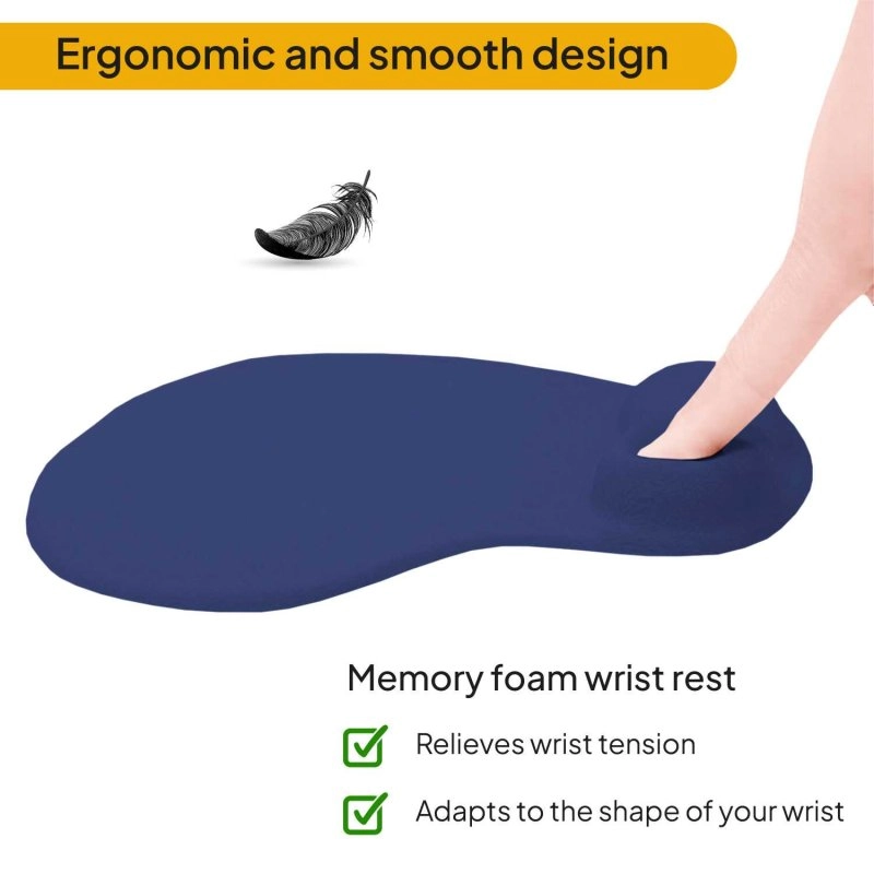 Ociodual Mauspad mit Gel-Handgelenkauflage, ergonomisch, dunkelblau