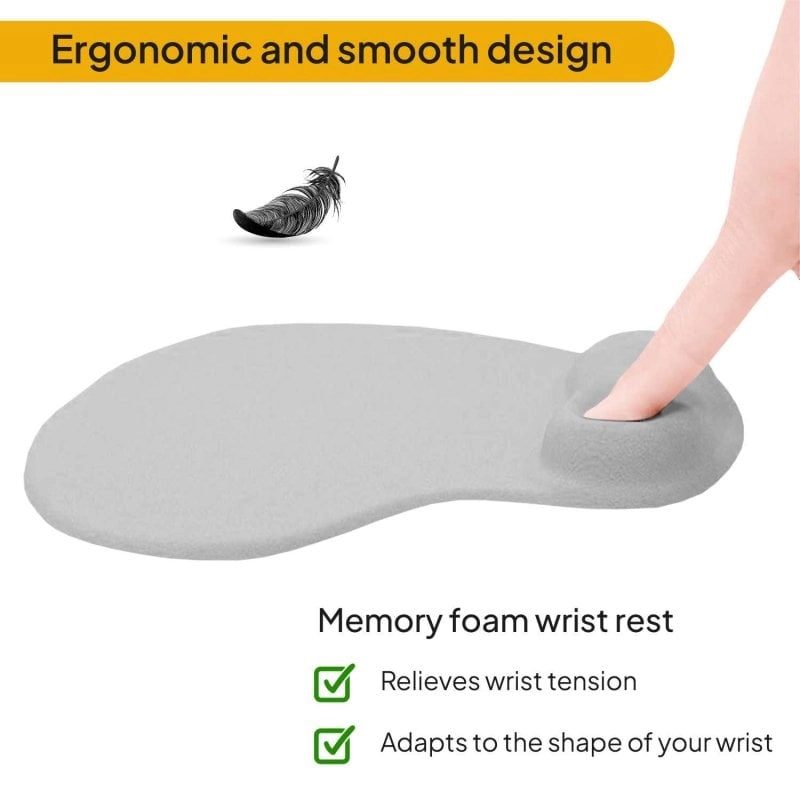 Ociodual Mauspad mit Gel-Handgelenkauflage, ergonomisch, Grau