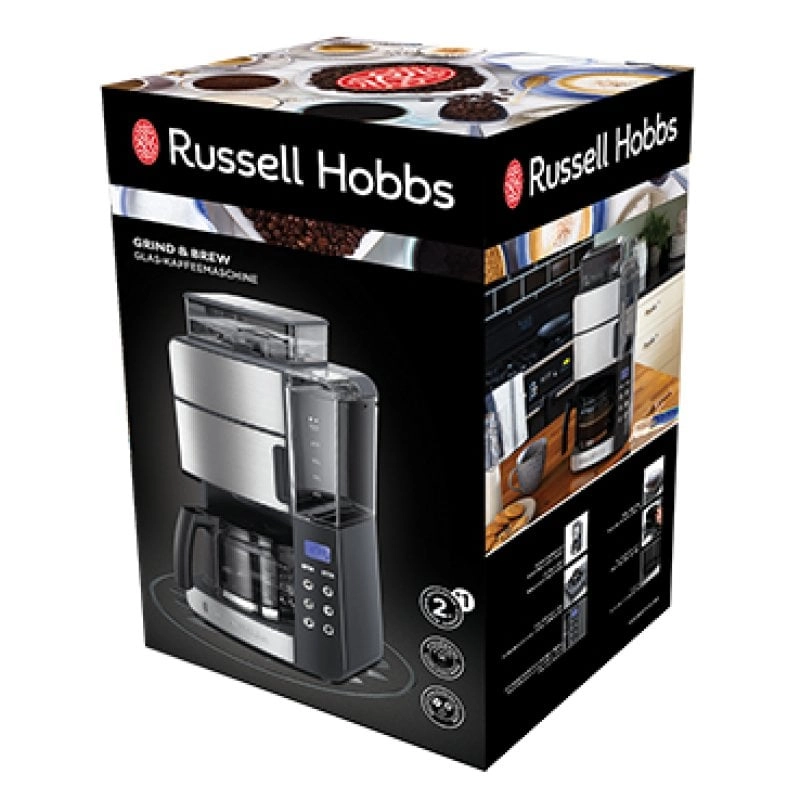 Russell Hobbs Grind and Brew Glaskaraffe Automatische Kombinationskaffeemaschine 1,25 l