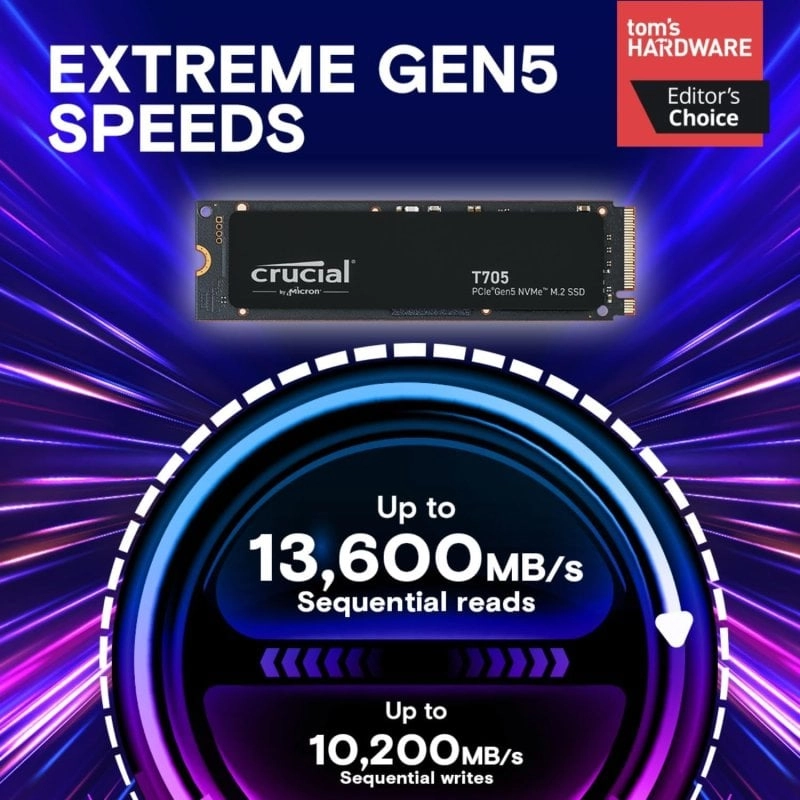 Crucial® T705 4 TB PCIe Gen5 NVMe M.2 SSD-Laufwerk