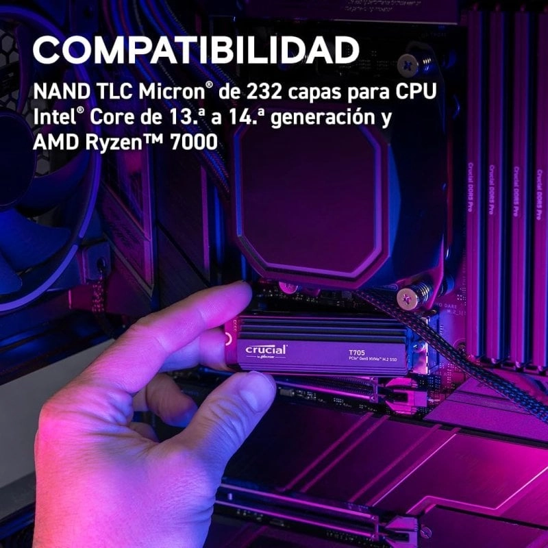 Crucial® T705 4 TB SSD PCIe Gen5 NVMe M.2 Kühlkörper