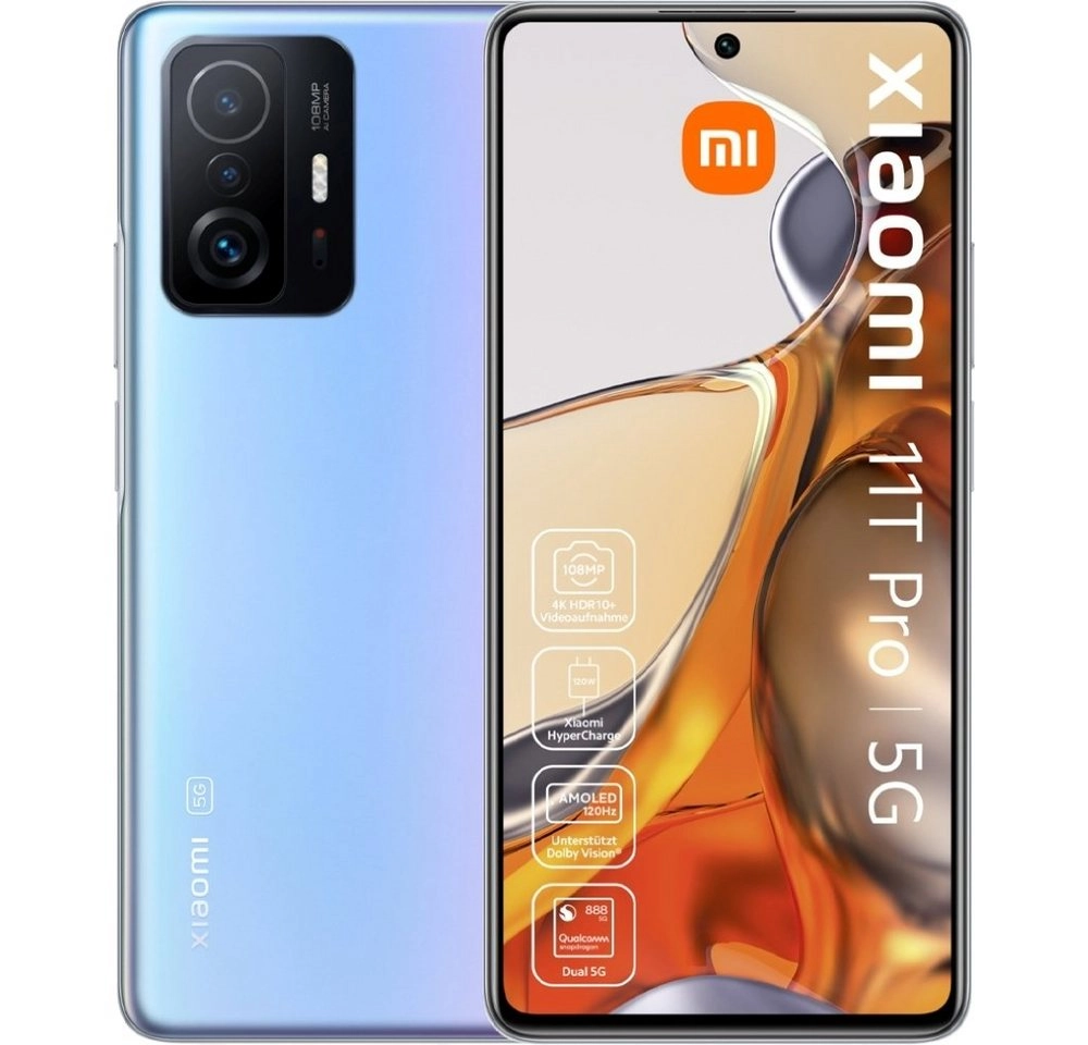 Xiaomi 11T Pro 5G blau | 5G Smartphone | Qualcomm Snapdragon 888 | 108 MPHauptkamera | 8 GB Arbeitsspeicher | 128 GB interner Speicher | Blau