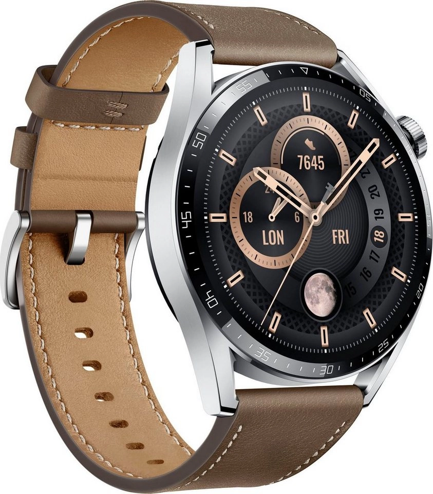 Huawei Watch GT3 46mm Braun | Smartwatch | Classic Edition | GPS | Wasserdicht bis 50 Meter | SpO2-Messung | Herzfrequenzmessung | AMOLED Display 