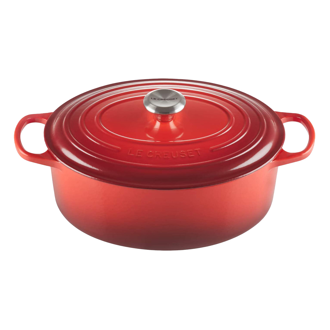  Le Creuset Signature Gusseisen-Bräter mit Deckel Kirschrot| hitzebeständiger Deckelknopf (bis 260 °C) | Eisenguss | Spühlmaschinentauglich | Feuerfest | 6.3 L