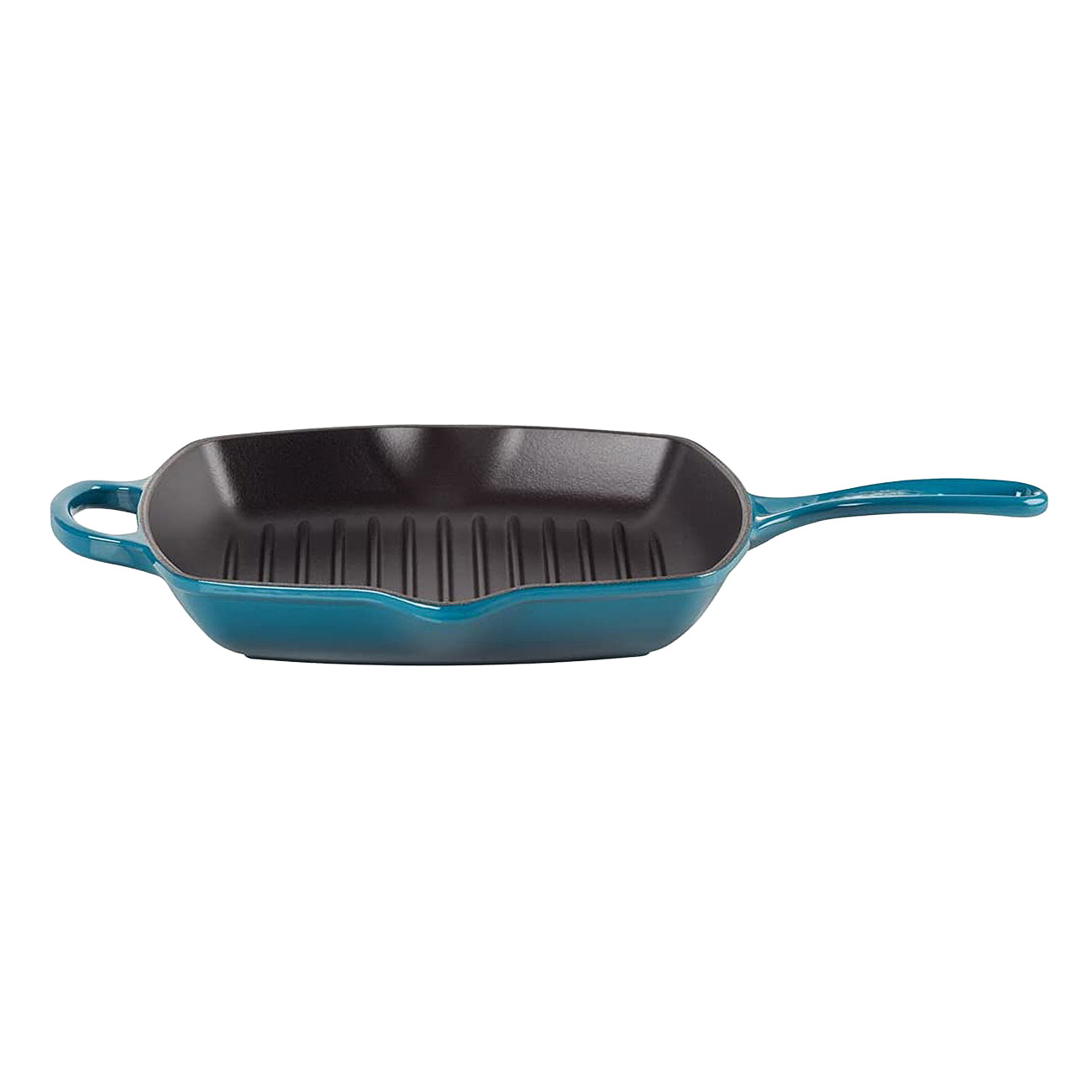 Le Creuset Signature Gusseisen-Steakgrillpfanne Quadratisch 26cm Deep Teal | emaillierte Innenseite | Hohe Rippen | alle Herdarten | Spülmaschinenfest | Eisen