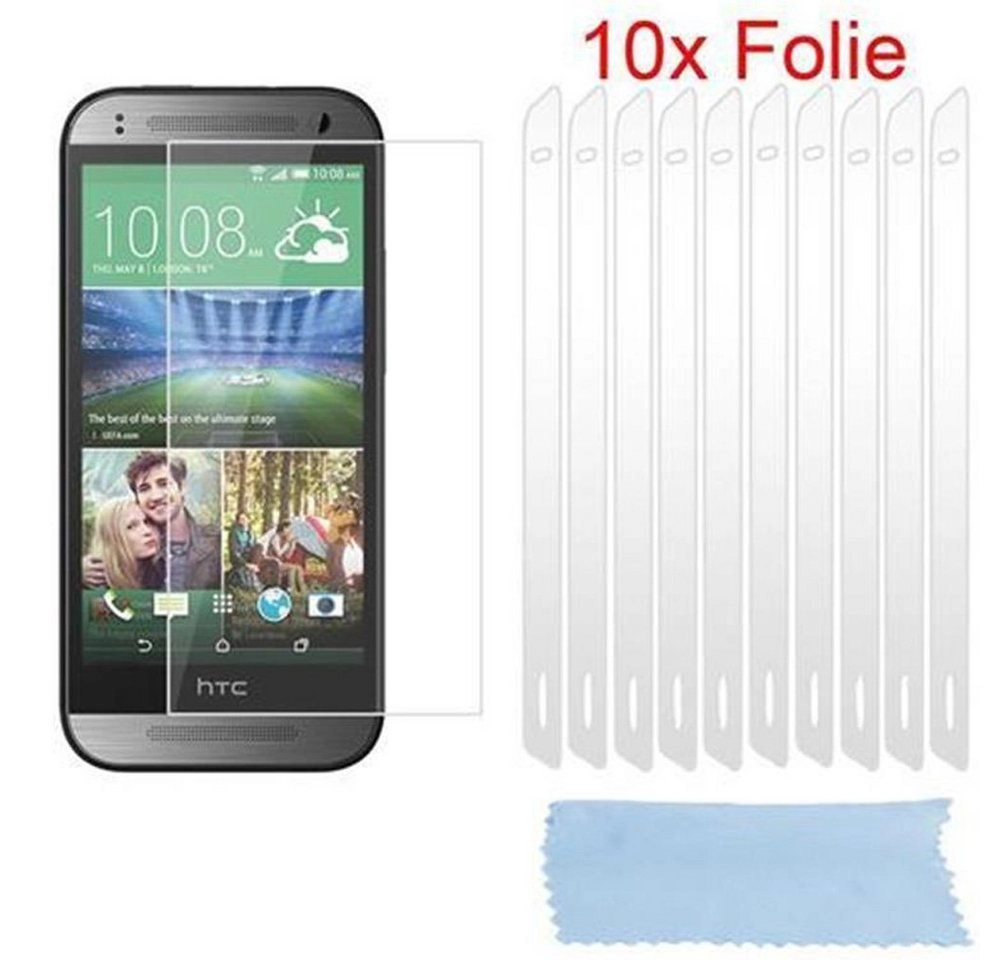 Cadorabo Displayschutzfolien für HTC ONE M8 MINI (2.Gen.) - Schutzfolien in HIGH CLEAR ? 10 Stück hochtransparenter Schutzfolien gegen Staub, Schmutz und Kratzer