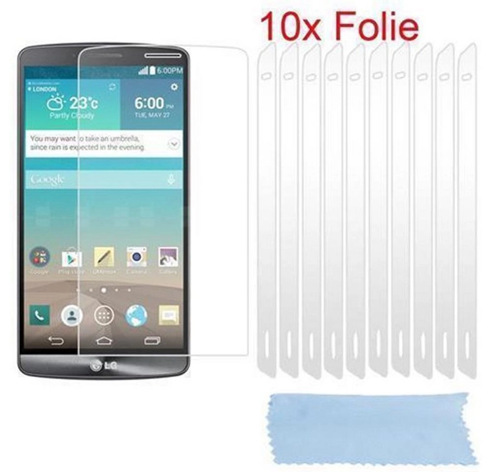 Cadorabo Displayschutzfolien für LG G3 - Schutzfolien in HIGH CLEAR ? 10 Stück hochtransparenter Schutzfolien gegen Staub, Schmutz und Kratzer