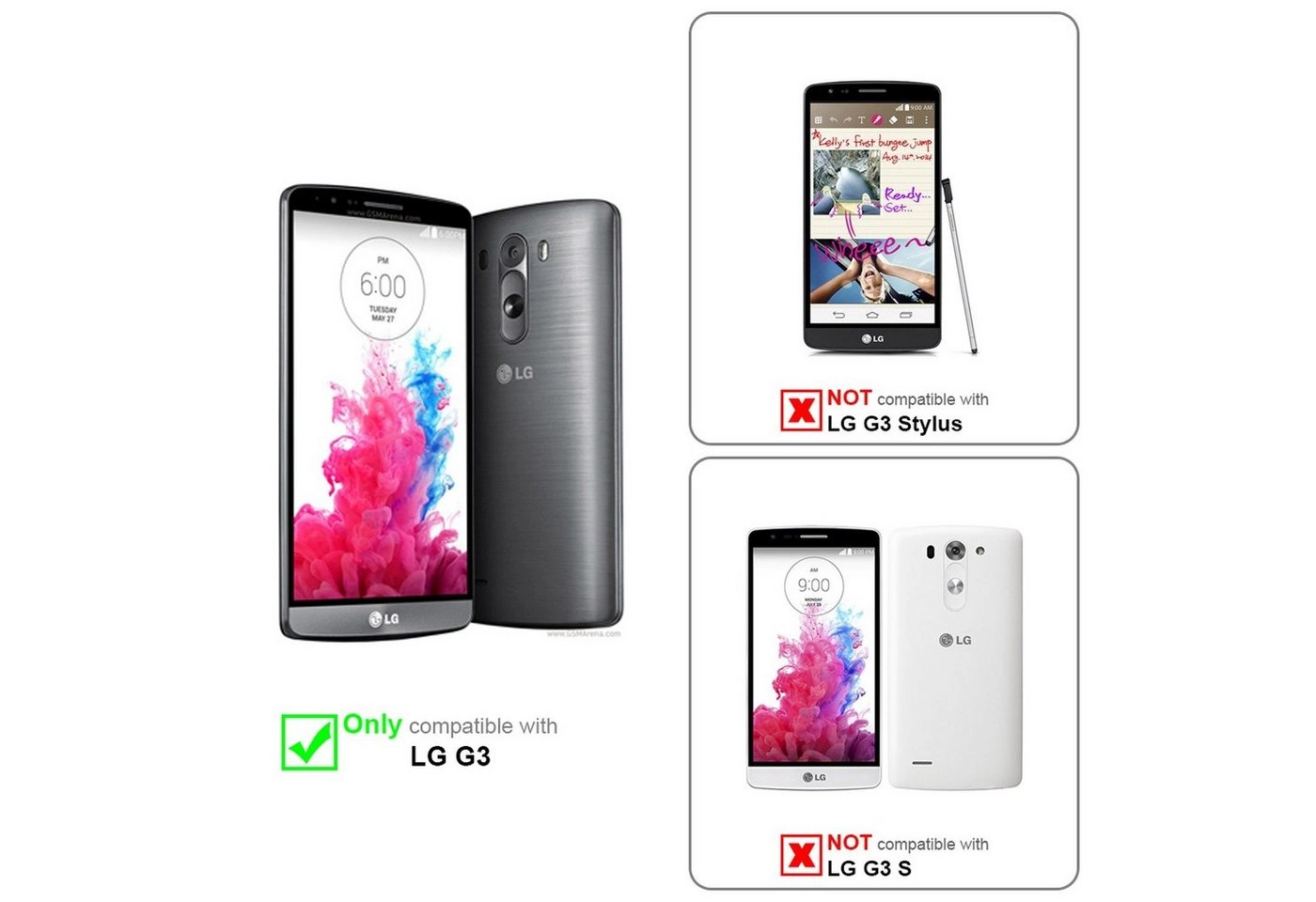 Cadorabo Displayschutzfolien für LG G3 - Schutzfolien in HIGH CLEAR ? 10 Stück hochtransparenter Schutzfolien gegen Staub, Schmutz und Kratzer