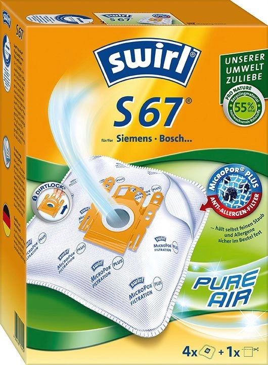 Swirl Staubsaugerbeutel Swirl® S 67 Staubsaugerbeutel für Siemens und Bosch, passend für Siemens, Bosch, 4er- Pack