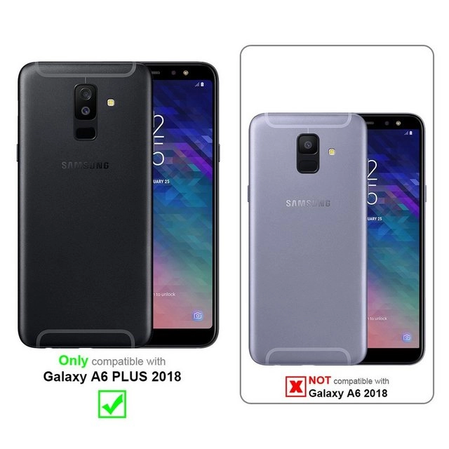 Cadorabo Vollbild Panzer Folie für Samsung Galaxy A6 PLUS 2018 Schutzfolie in TRANSPARENT mit WEISS Gehärtetes (Tempered) Display-Schutzglas in 9H Härte mit 3D Touch Kompatibilität