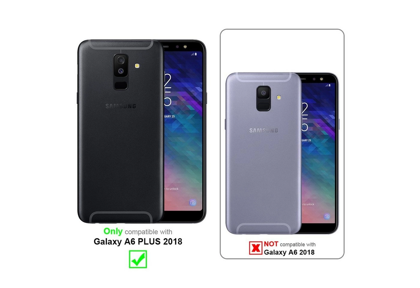 Cadorabo Vollbild Panzer Folie für Samsung Galaxy A6 PLUS 2018 Schutzfolie in TRANSPARENT mit WEISS Gehärtetes (Tempered) Display-Schutzglas in 9H Härte mit 3D Touch Kompatibilität