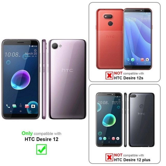 Cadorabo Panzer Folie für HTC Desire 12 Schutzfolie in KRISTALL KLAR Gehärtetes (Tempered) Display-Schutzglas in 9H Härte mit 3D Touch Kompatibilität