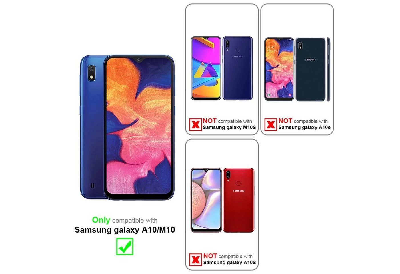 Cadorabo 3x Panzer Folie für Samsung Galaxy M10 Schutzfolie in KRISTALL KLAR 3er Pack Gehärtetes (Tempered) Display-Schutzglas in 9H Härte mit 3D Touch Kompatibilität