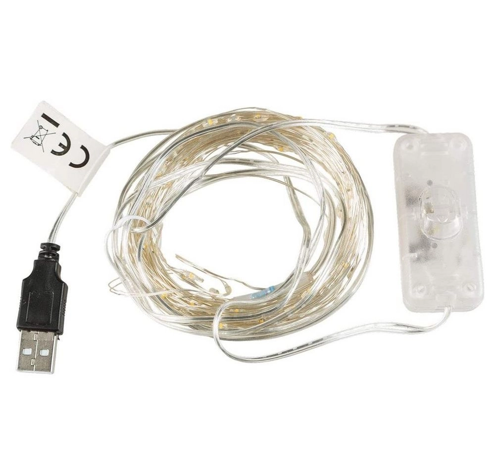 Idena LED Micro Lichterkette 120 LED warmweiß mit Silberdraht USB für innen ca. 13,50 m