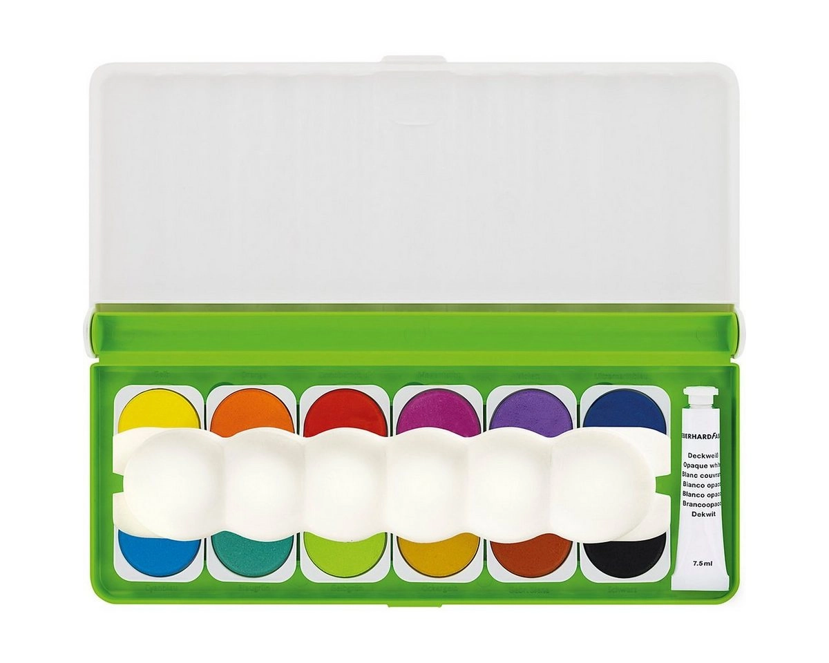 Eberhardt Faber Deckfarbkasten 12 auswechselbare Farben mit transparenter Deckel