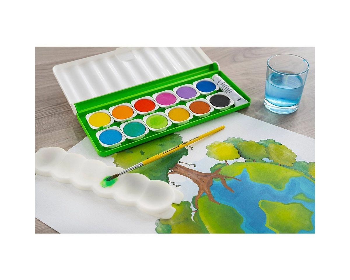 Eberhardt Faber Deckfarbkasten 12 auswechselbare Farben mit transparenter Deckel