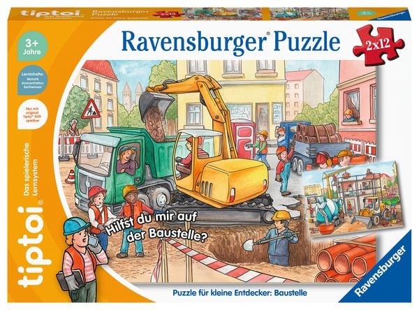 tiptoi® Puzzle 2x12 Teile für kleine Entdecker Baustelle für Kinder ab 3 Jahren