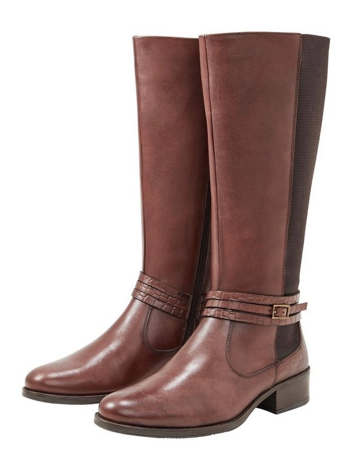 Sheego »Weitschaftstiefel« Weitschaftstiefel aus Leder, mit Krokoprägung