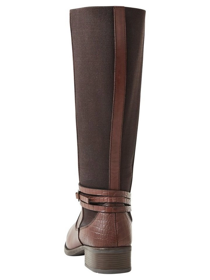 Sheego »Weitschaftstiefel« Weitschaftstiefel aus Leder, mit Krokoprägung