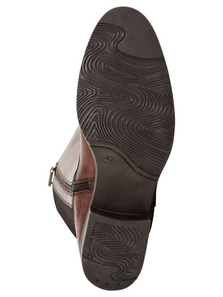 Sheego »Weitschaftstiefel« Weitschaftstiefel aus Leder, mit Krokoprägung